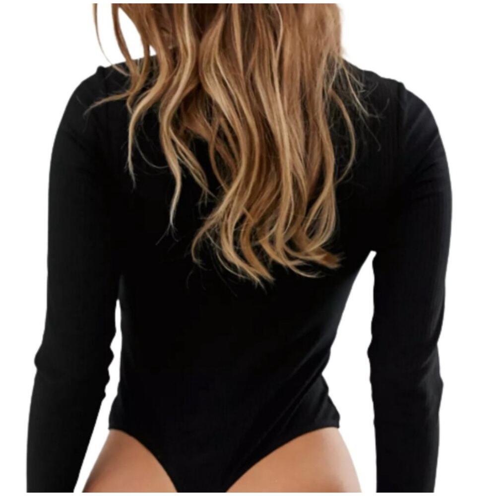 Topshop Black Ribbed Turtleneck Blouse - Picture 2 of 9